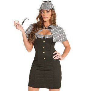Elegant Moments Sassy Detective Costume | 4pc Halloween Cosplay Set